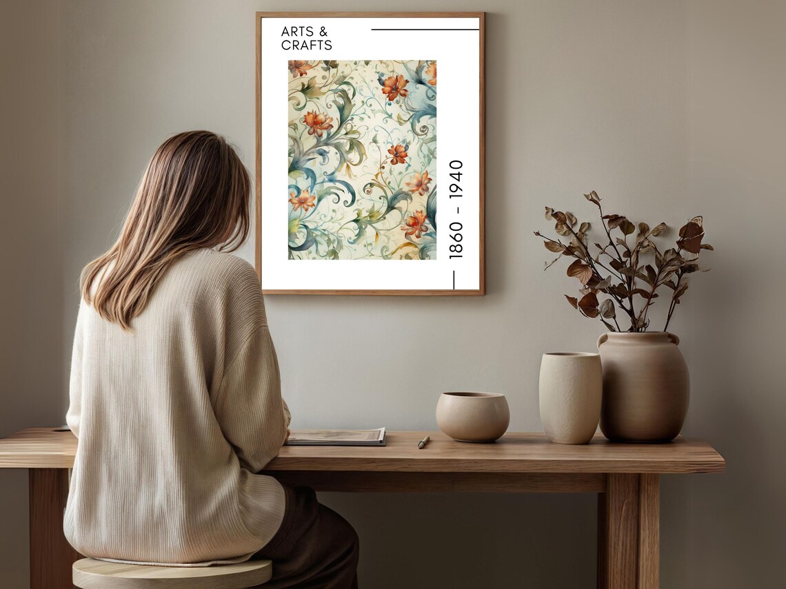 Arts and Crafts 1860 to 1940 Floral Watercolor Exhibition Art Poster - Image 2