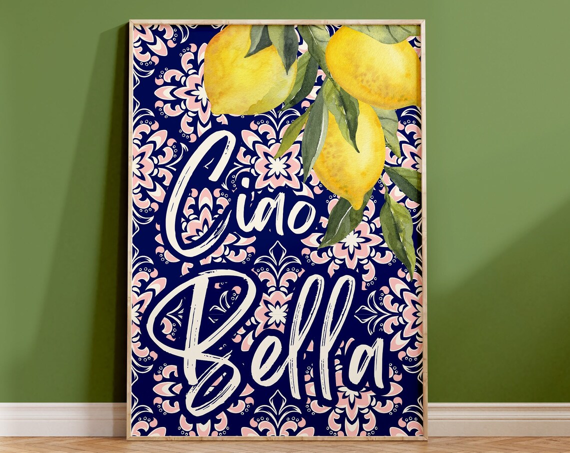 Ciao Bella Quote Print, Mediterranean Travel Poster
