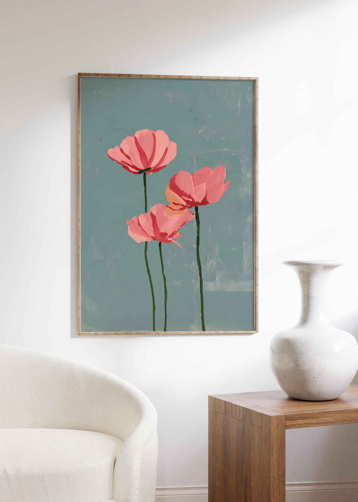 Pink Poppy Minimalist Modern Art Print