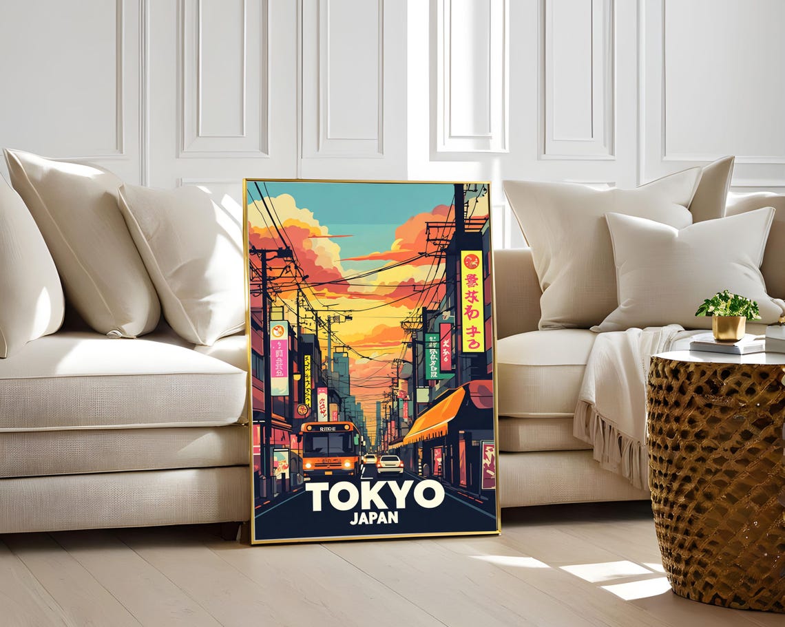 Tokyo Street Sunset Vibrant Urban Japanese Cityscape Tokyo Japan Cityscape Sunset Street Art Japanese Neon Urban City Vibrant - Image 2