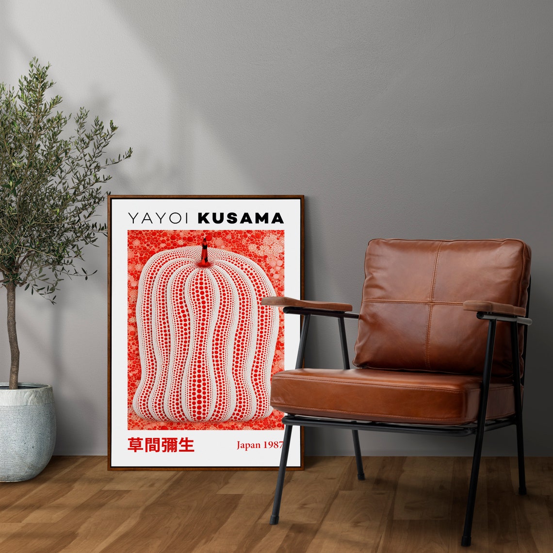 Yayoi Kusama Red Pumpkin Polka Dot Sculpture Japan 1987 Poster - Image 3