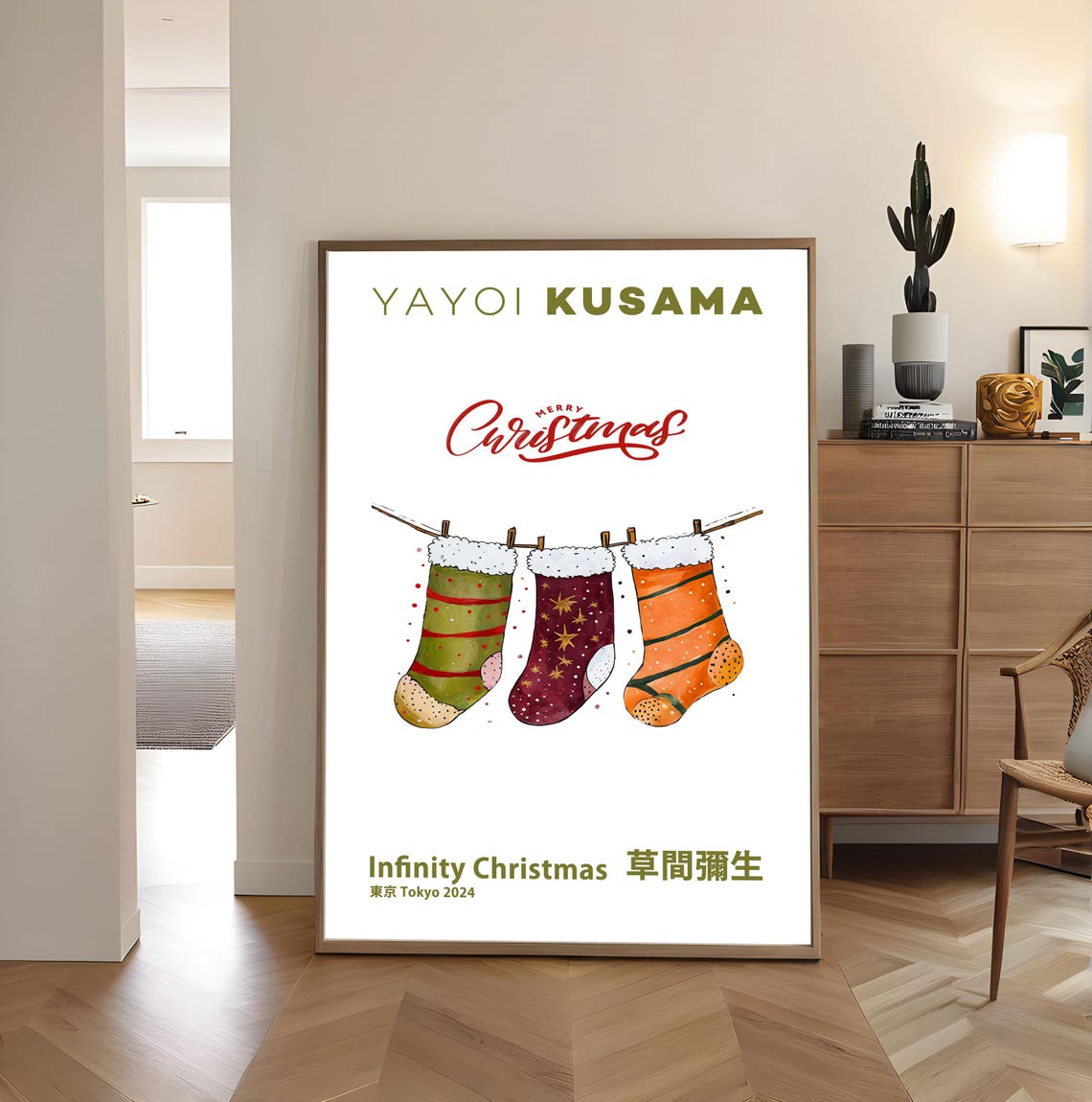 Yayoi Kusama Infinity Christmas Stockings Merry Tokyo 2024 Poster - Image 4