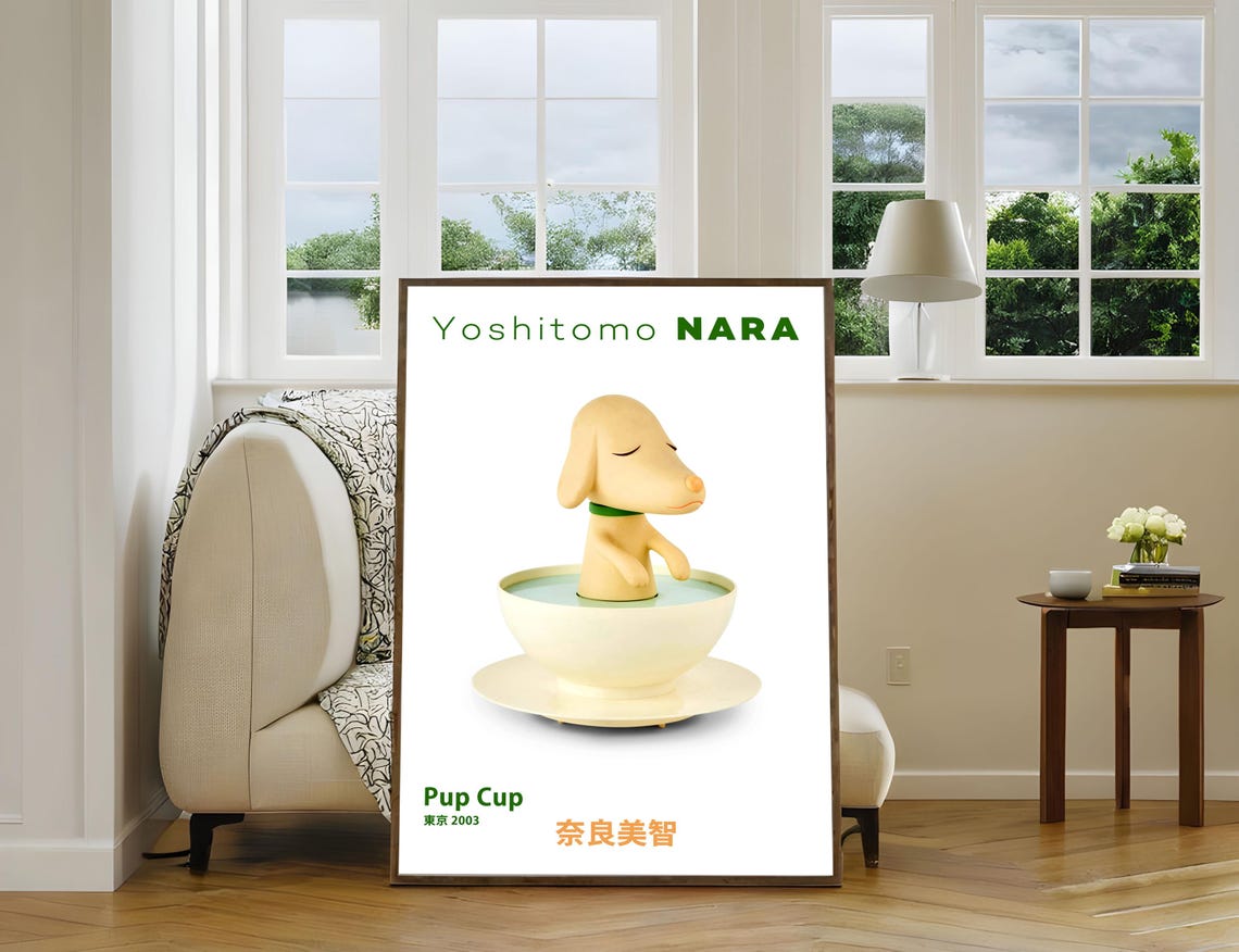 Yoshitomo Nara Pup Cup Tokyo 2003 Puppy In Teacup Art Poster - Image 2