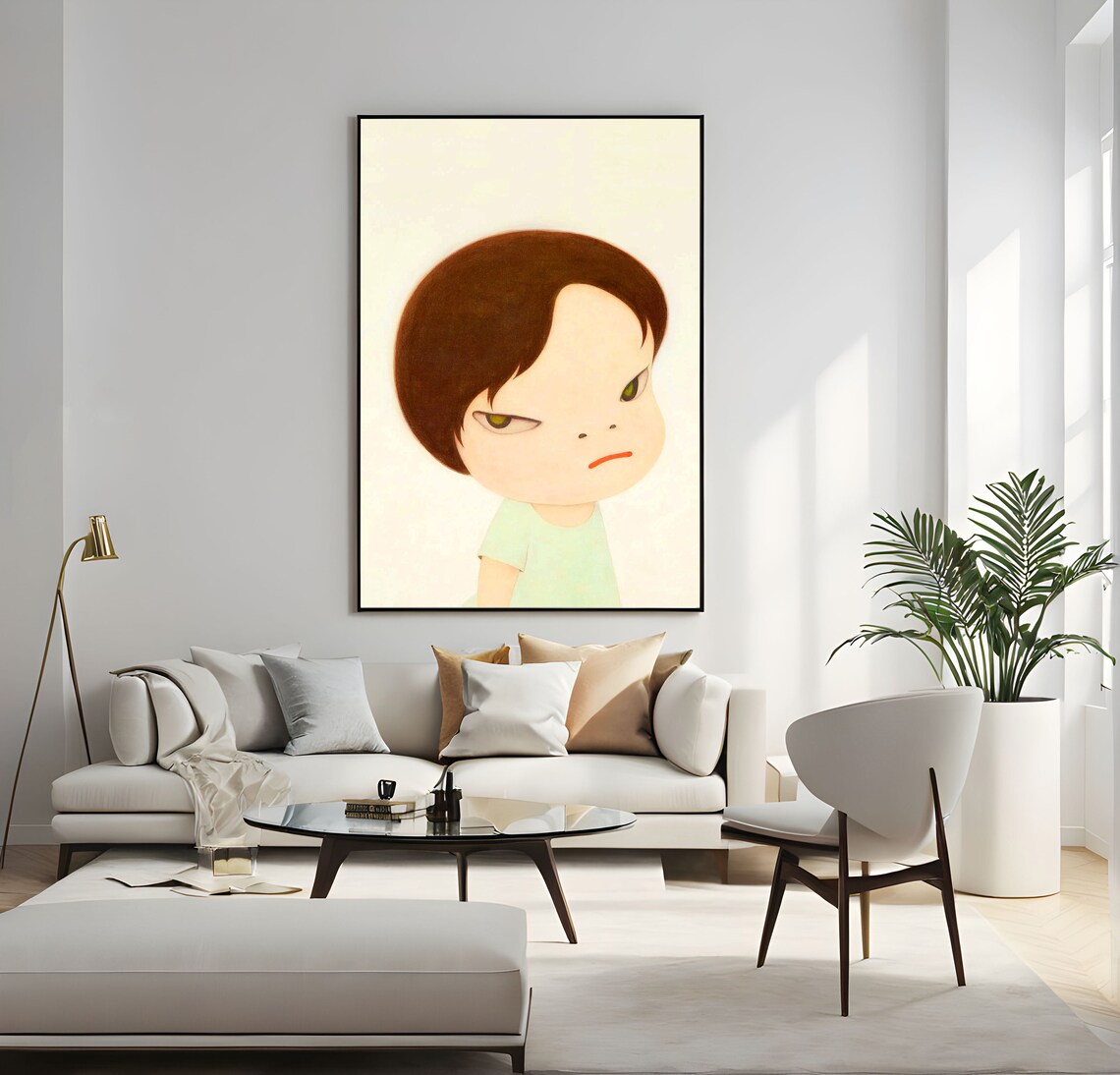 Yoshitomo Nara Sulky Boy in Green Shirt Moody Child Portrait Wall Art - Image 5