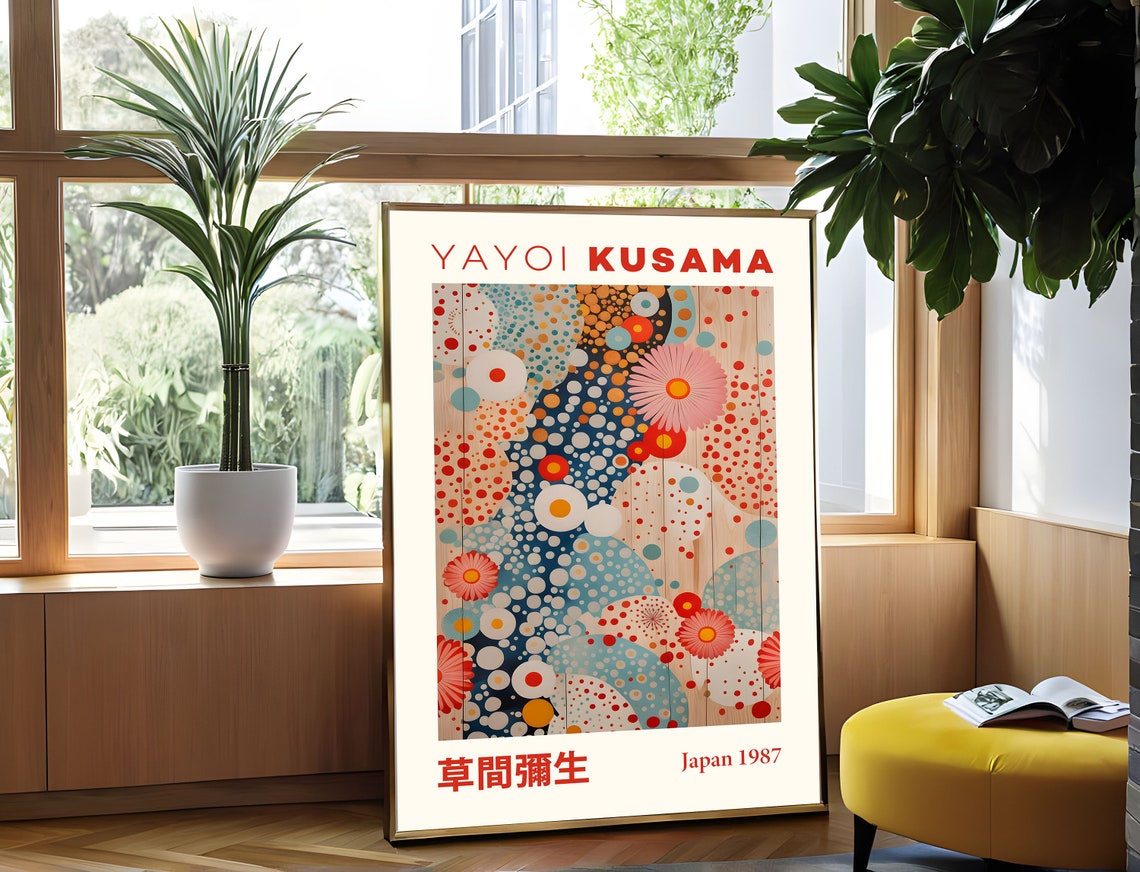 Yayoi Kusama Blooming Dots Floral Waves 1987 Exhibition Poster - Image 4
