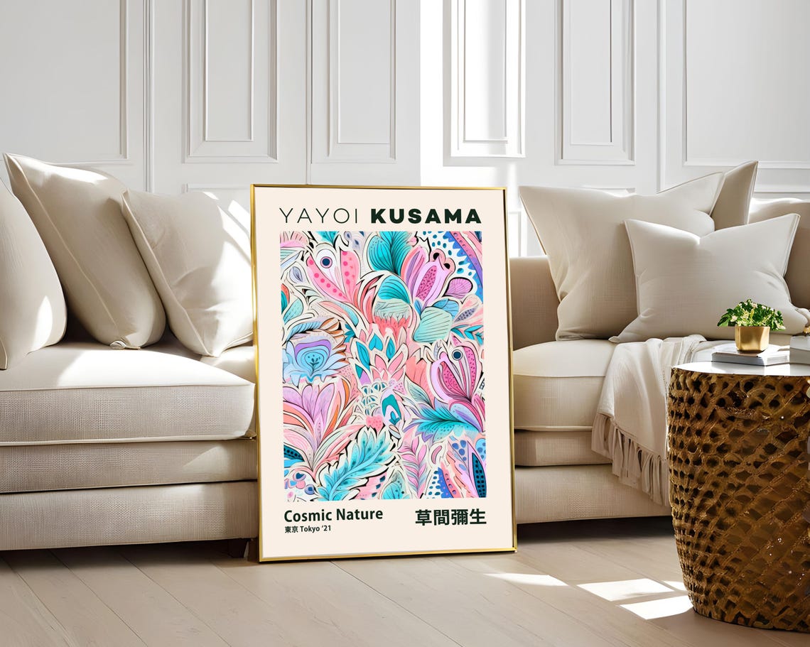 Yayoi Kusama Cosmic Nature Pink Floral Tokyo 2021 Abstract Art Poster