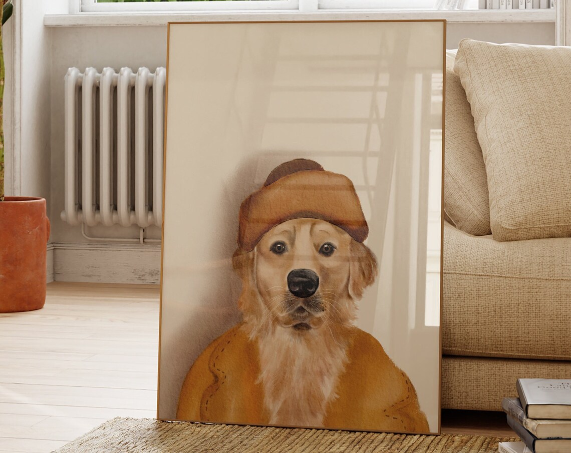 Golden Retriever Portrait, Watercolor Pet Poster