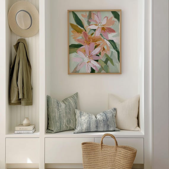 Blush Floral Art Print Soft Pastel Botanical Painting