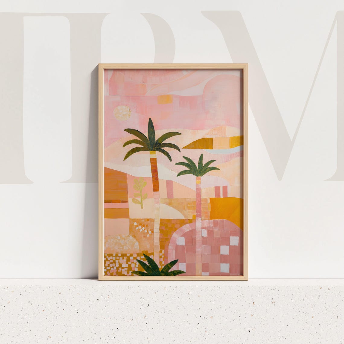 Tropical Pastel Palm Tree Desert Sunset Abstract Modern Wall Poster