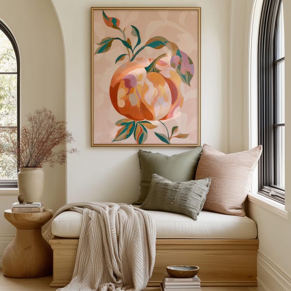 Pumpkin Art Print Painting Autumn Harvest Illustration Botanical Seasonal Farmhouse Rustic Fall Thanksgiving Decor