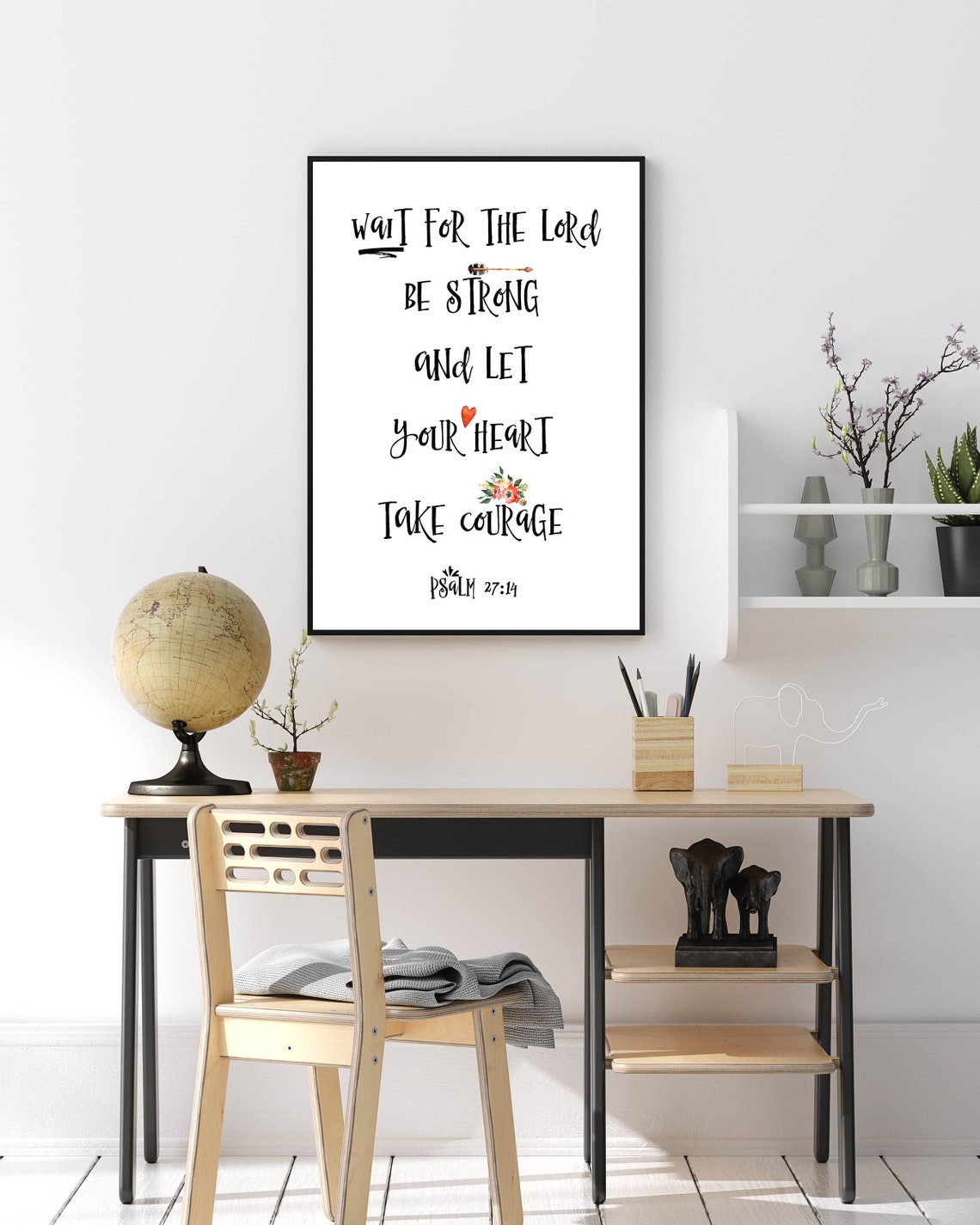 Wait For The Lord Be Strong Take Courage Psalm 27 14 Arrow Poster - Image 4