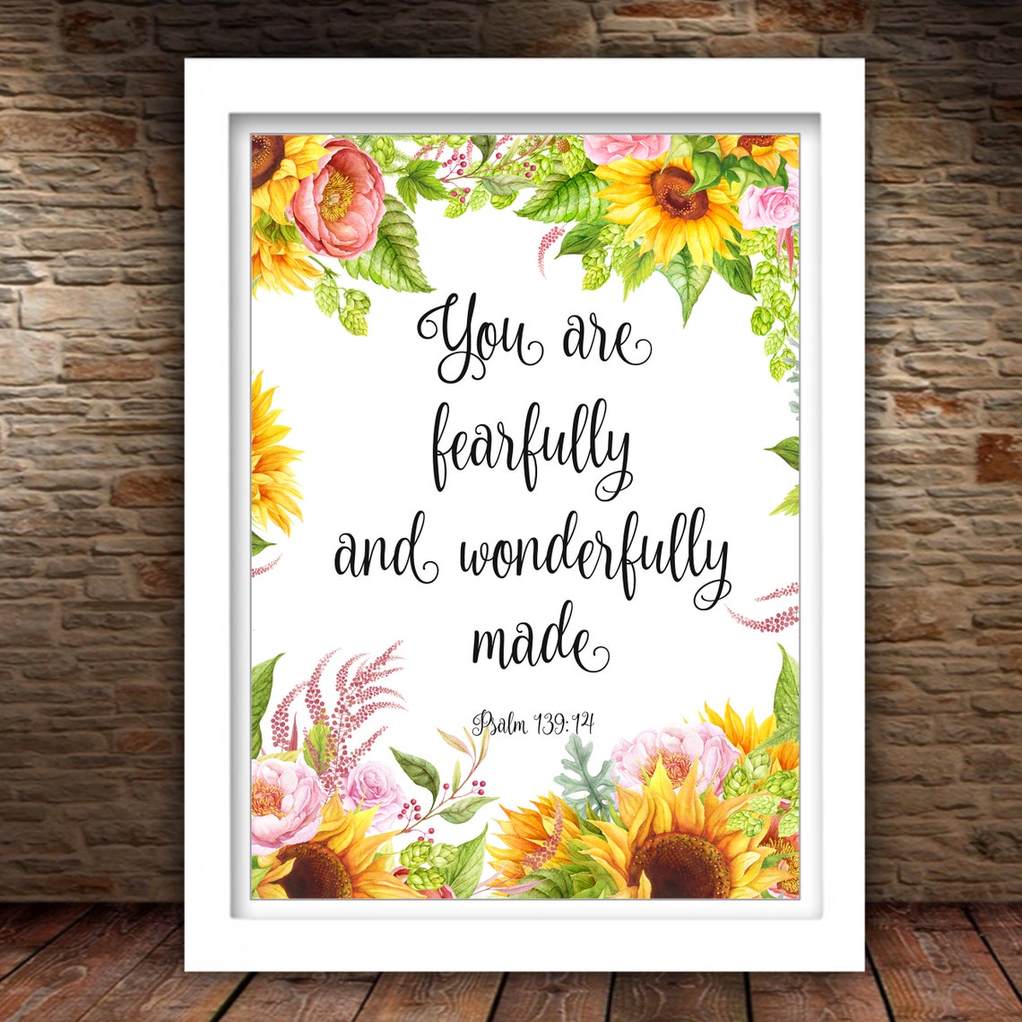 You Are Fearfully And Wonderfully Made Floral Scripture Poster - Image 2
