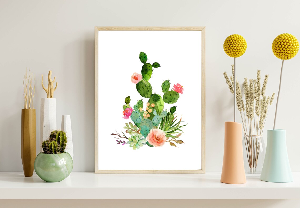Cactus Bouquet Southwestern Floral Art Print - Image 3
