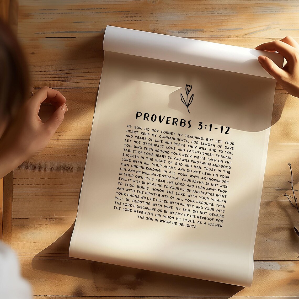 Proverbs 3 1 12 Trust In The Lord Minimalist Full Text Bible Verse Poster - Image 3