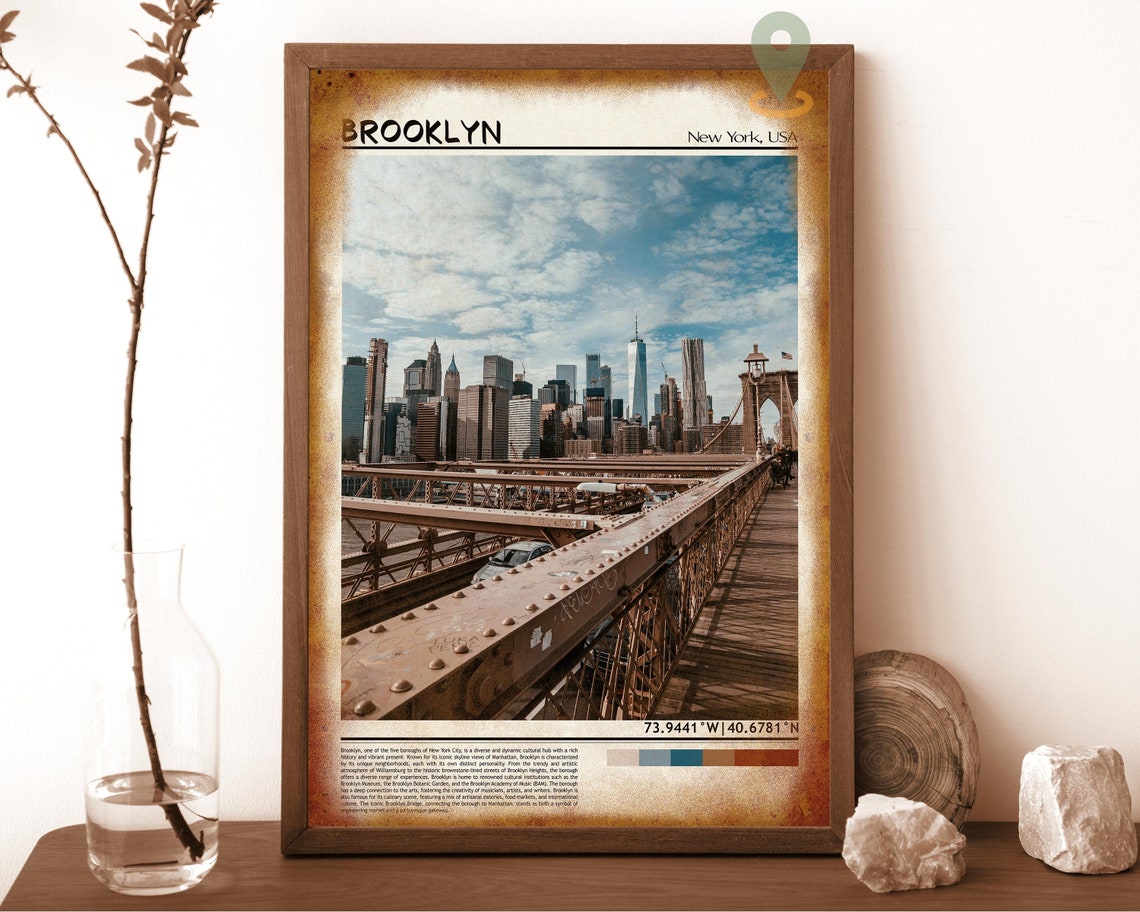 Brooklyn Bridge Manhattan Skyline Sunset Walkway View Poster - Image 6