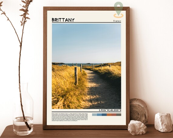 Brittany France Golden Dune Path to the Sea Coastal Photo Poster