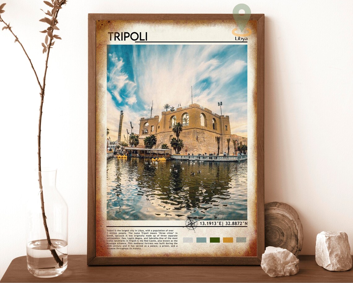 Tripoli Libya Red Castle Harbor Fortress Historic Travel Poster - Image 6