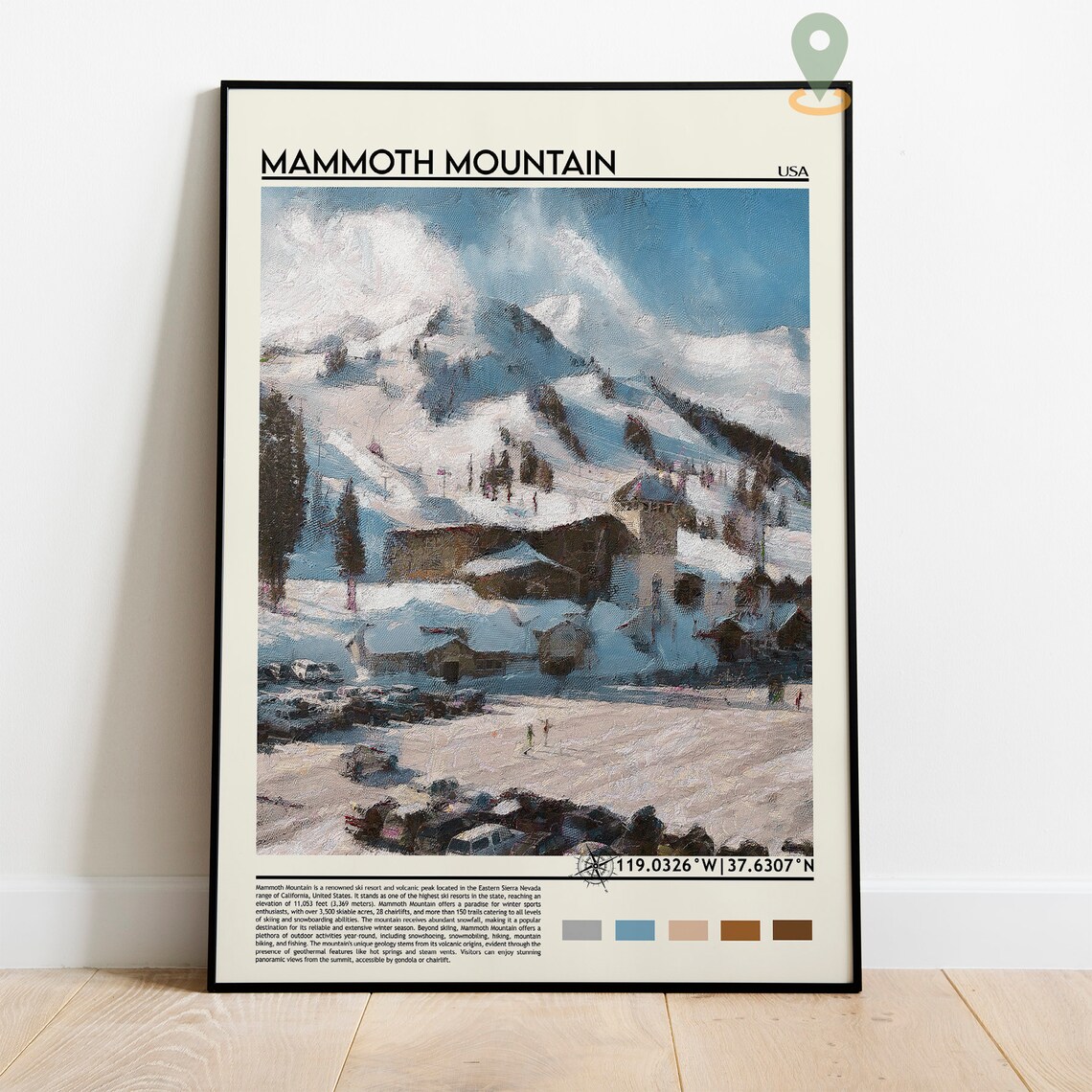 Mammoth Mountain California Ski Resort Art Painting Poster Home Decor - Image 5