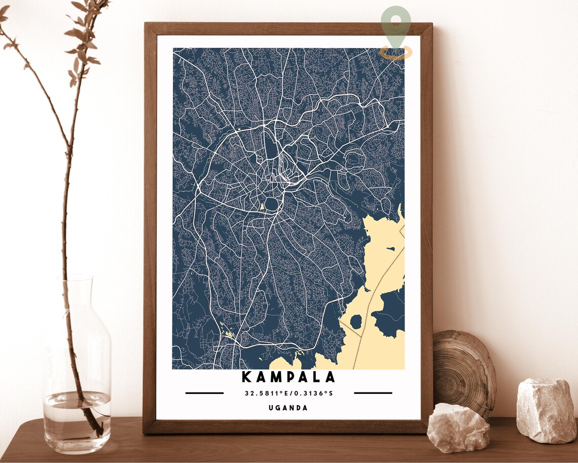Kampala Uganda City Street Map Dark Orange Poster Wall Decor - Image 6
