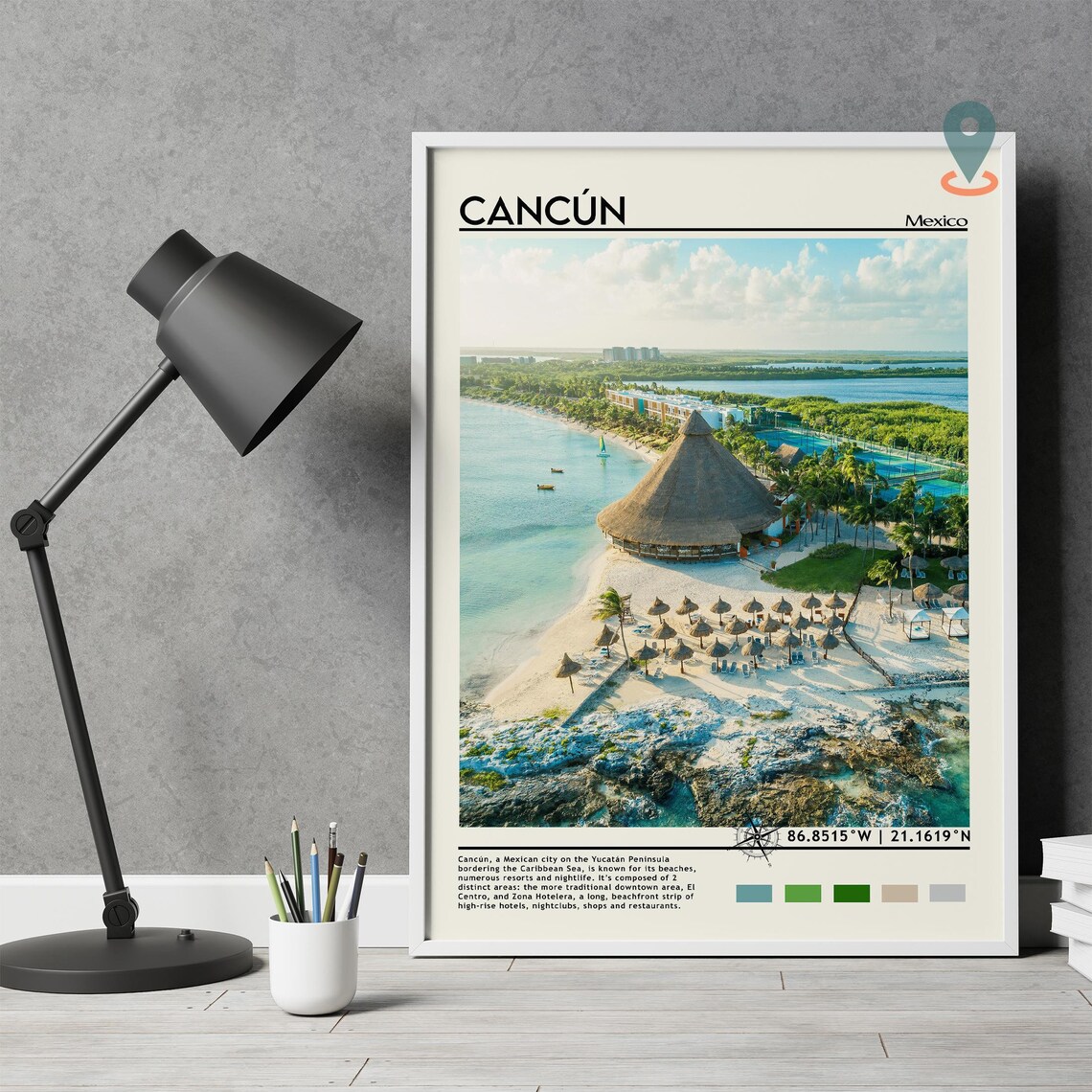 Cancun Mexico Aerial Beach Resort Photo Caribbean Travel Wall Art - Image 5