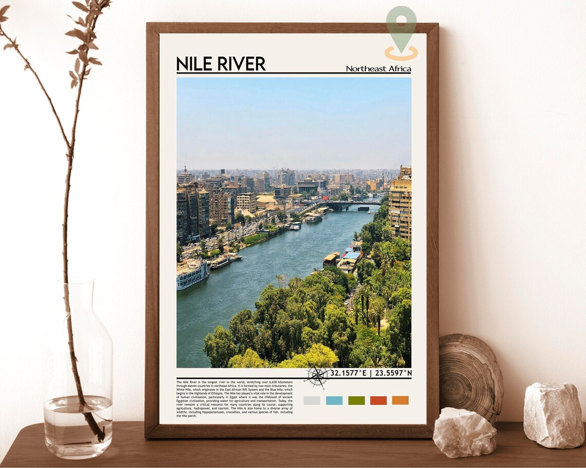 Nile River Cairo City View Northeast Africa River Travel Poster