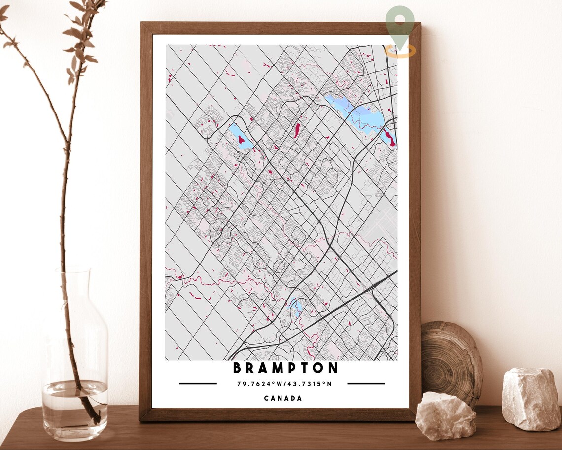 Brampton Canada City Street Map Minimalist Poster Wall Decor