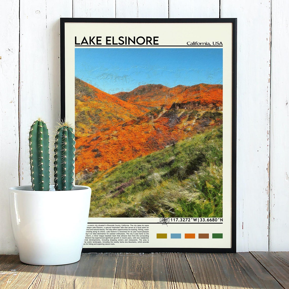 Lake Elsinore Print Lake Elsinore Poster Lake Elsinore Wall Art Lake Elsinore Travel Print Lake Elsinore Art Print Lake Elsinore Art - Image 5