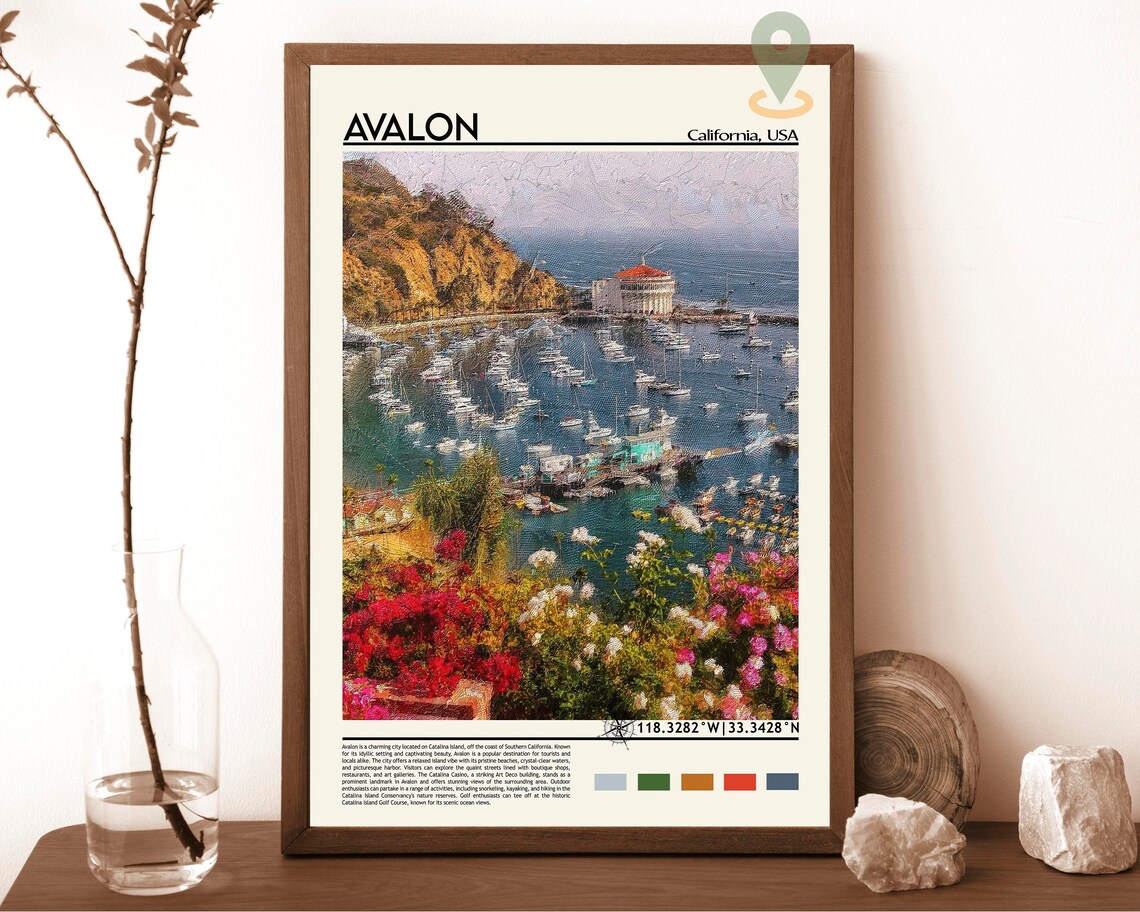 Avalon California Catalina Island Harbor Casino View Travel Poster