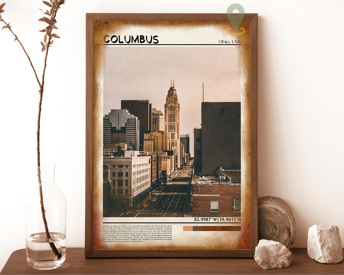 Columbus Ohio Downtown Skyline Sunset Cityscape Travel Poster - Image 6