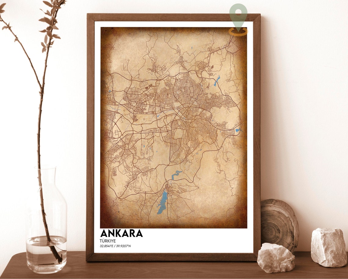 Ankara Turkiye Bold Red Graphic Modern City Street Map Poster - Image 6