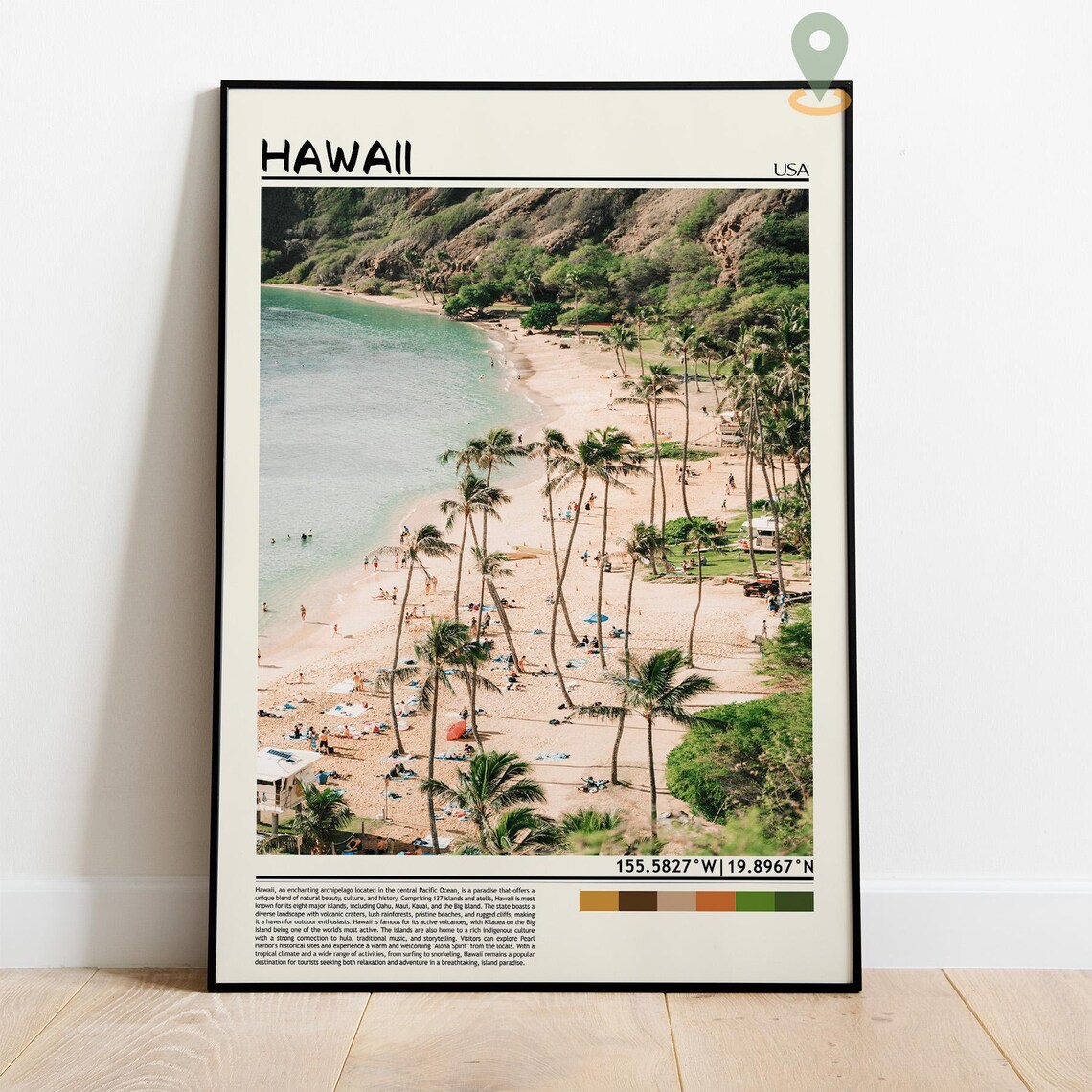 Hawaii USA Palm Fringed Tropical Beach Aerial Paradise Poster - Image 4