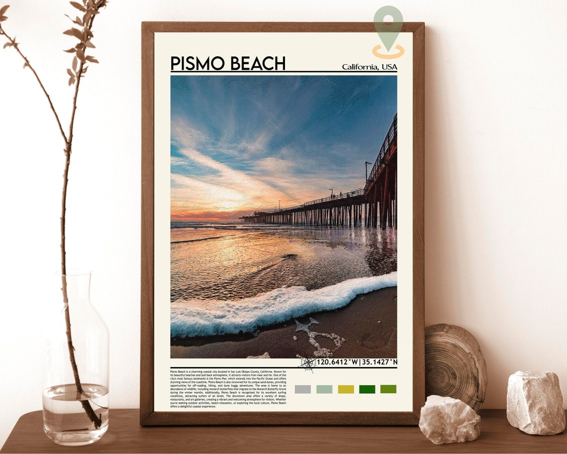 Pismo Beach Print Pismo Beach Poster Pismo Beach Wall Art Pismo Beach Travel Pismo Beach Art Print Pismo Beach California Print