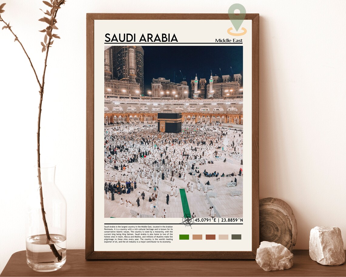 Grand Mecca Kaaba Saudi Arabia Night Pilgrimage Scene Poster