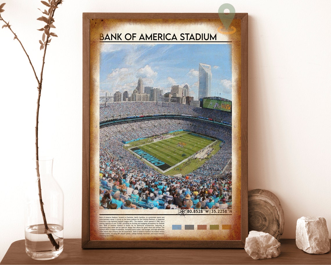 Bank Of America Stadium Art Print Panthers Football Stadium Football Field Decoration Gift Watercolor Decor Football Poster Print - Image 6