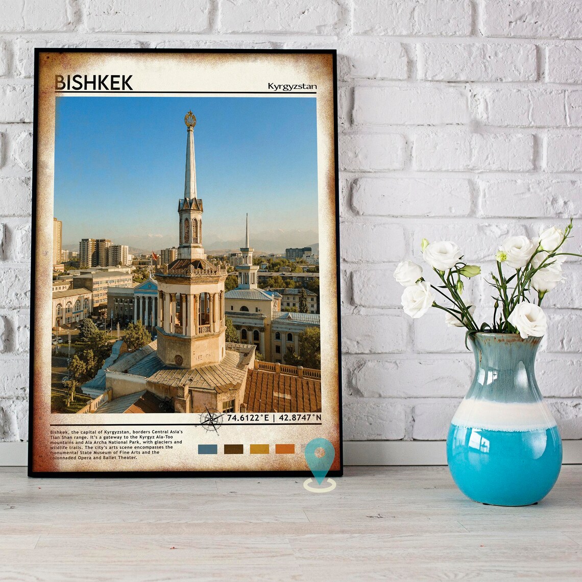 Bishkek Kyrgyzstan Soviet Monument City Skyline Travel Print - Image 4