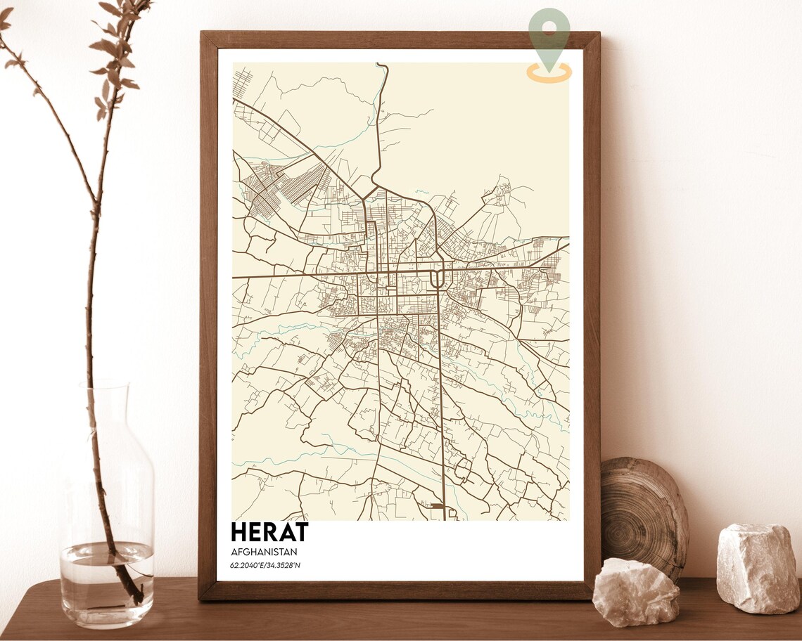 Herat Afghanistan Modern City Map Teal White Minimalist Poster - Image 4