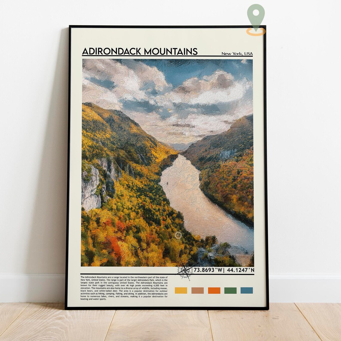 Adirondack Mountains Fall Foliage Valley New York Travel Poster - Image 3