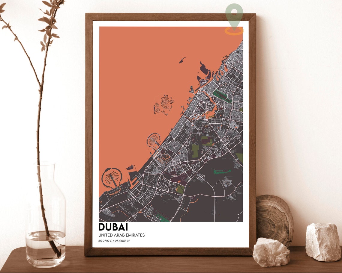 Dubai United Arab Emirates Modern Coast City Street Map Poster - Image 4