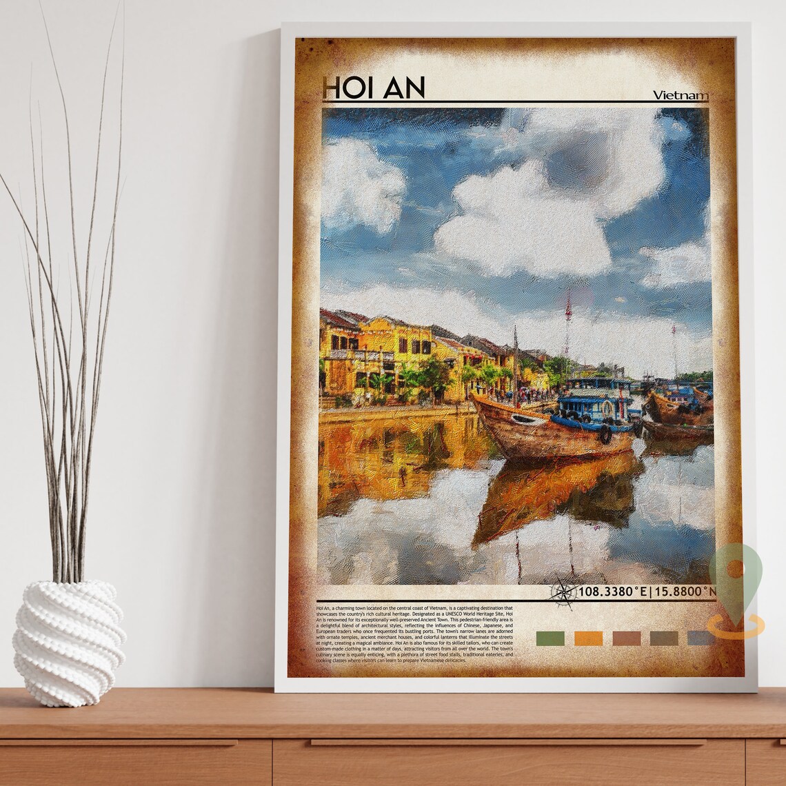 Hoi An Vietnam Ancient Town River Boats Lantern Charm Poster - Image 4