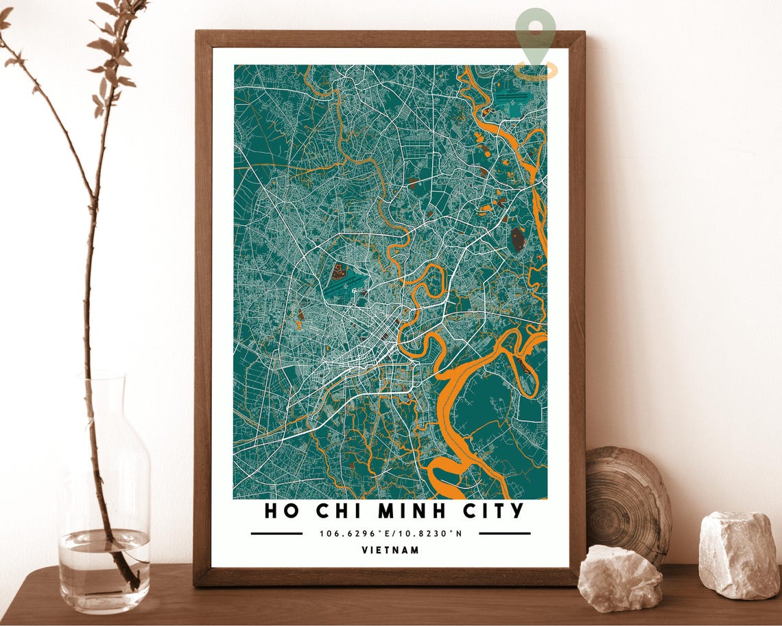 Ho Chi Minh City Map Ho Chi Minh City Map Print Ho Chi Minh City Wall Art Ho Chi Minh City Travel Poster Ho Chi Minh City Vietnam Poster - Image 4