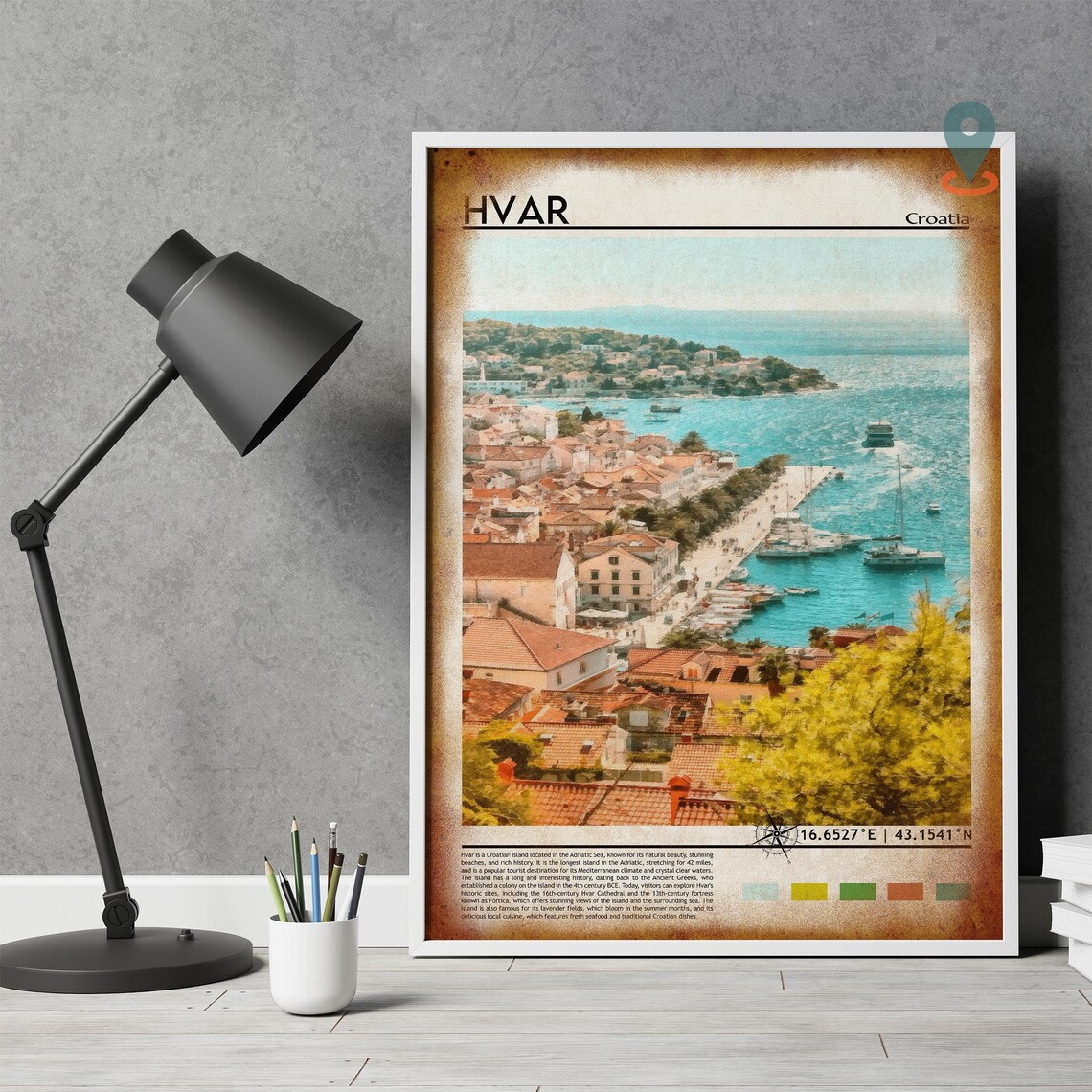 Hvar Croatia Island Harbor Minimalist Travel Wall Decor Poster - Image 4