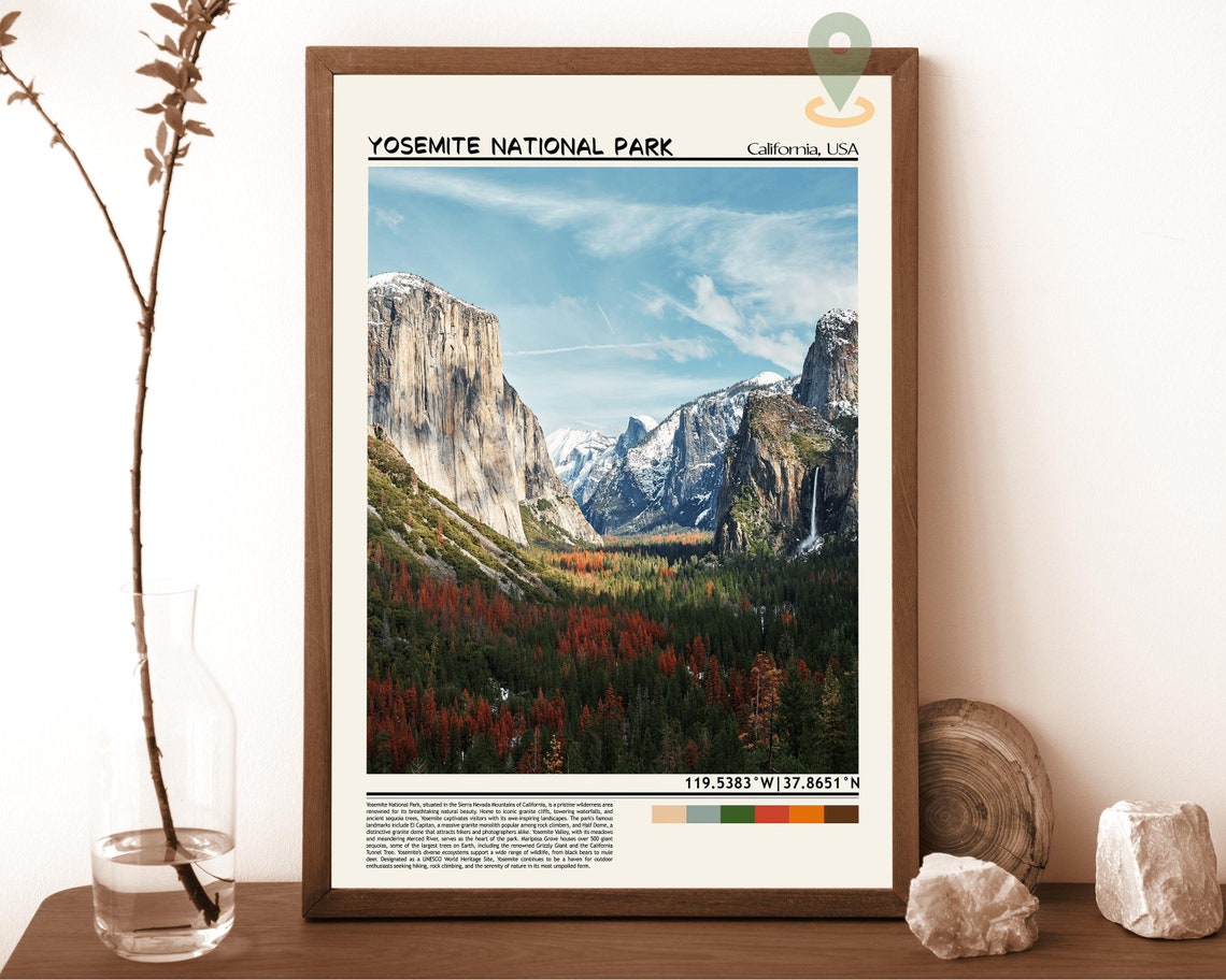 Yosemite National Park El Capitan Granite Valley Waterfall Poster