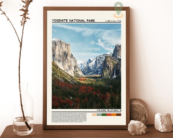 Yosemite National Park El Capitan Granite Valley Waterfall Poster