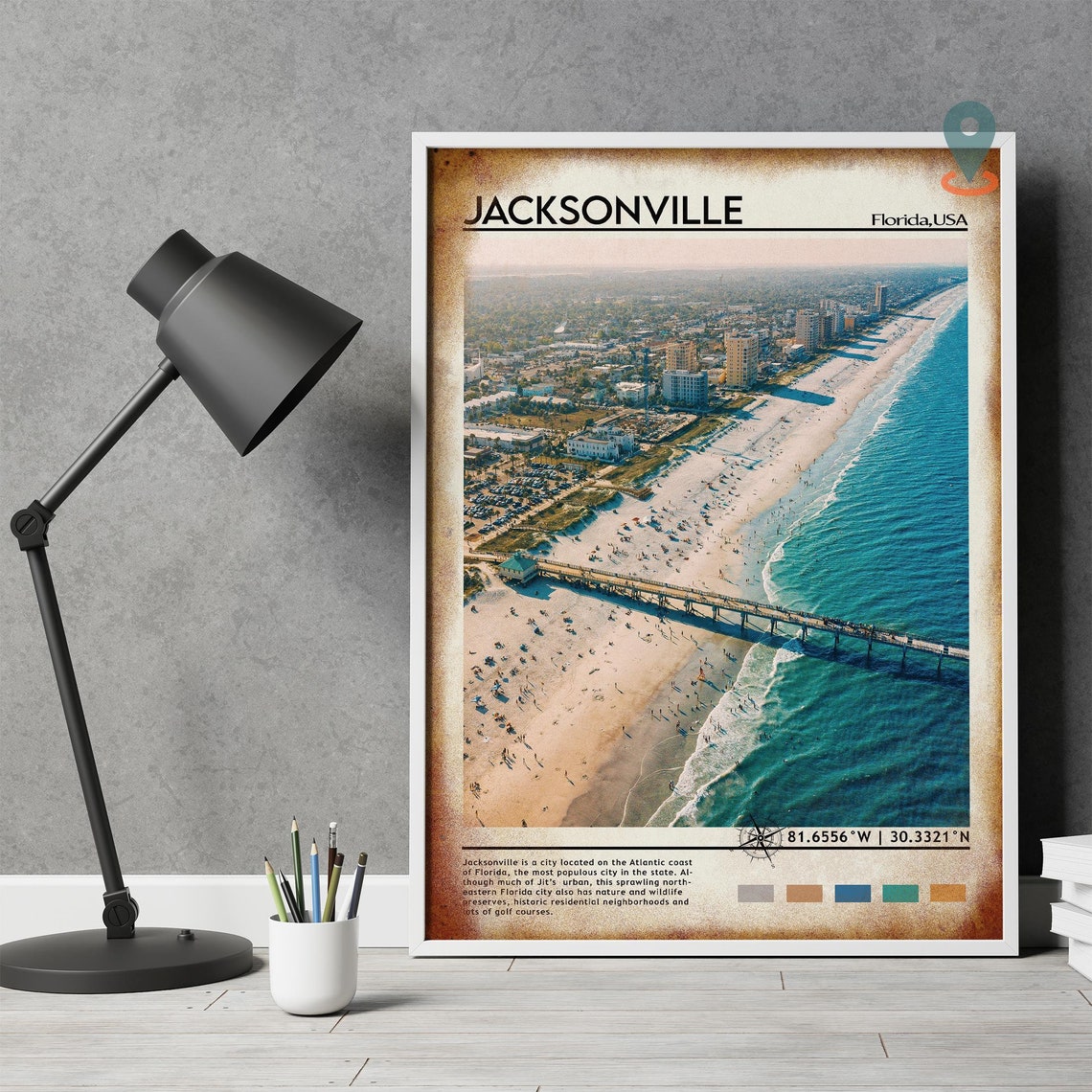 Jacksonville Print Jacksonville Poster Jacksonville Wall Art Jacksonville City Travel Jacksonville Art Print Jacksonville Florida Print - Image 4
