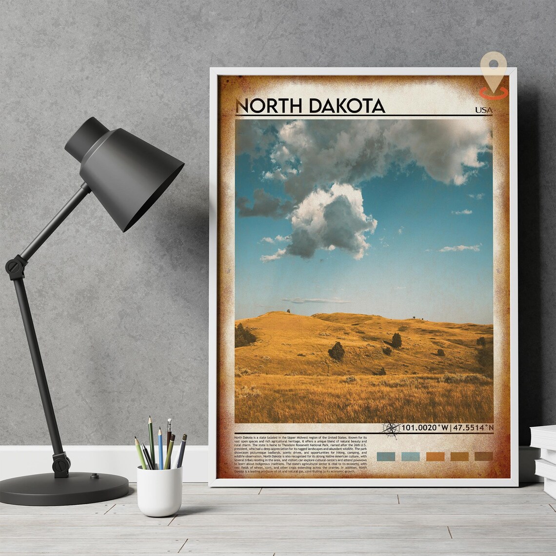 North Dakota USA Golden Prairie Hills Under the Big Sky Poster - Image 4
