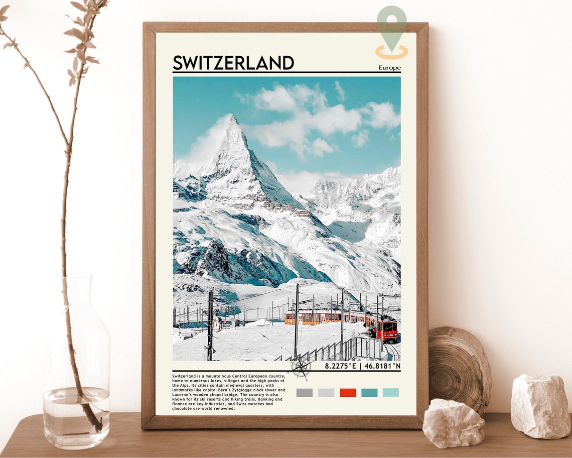 Switzerland Travel Poster Switzerland Print Switzerland Wall Art Switzerland Vintage Poster Switzerland Photo Switzerland Poster Print