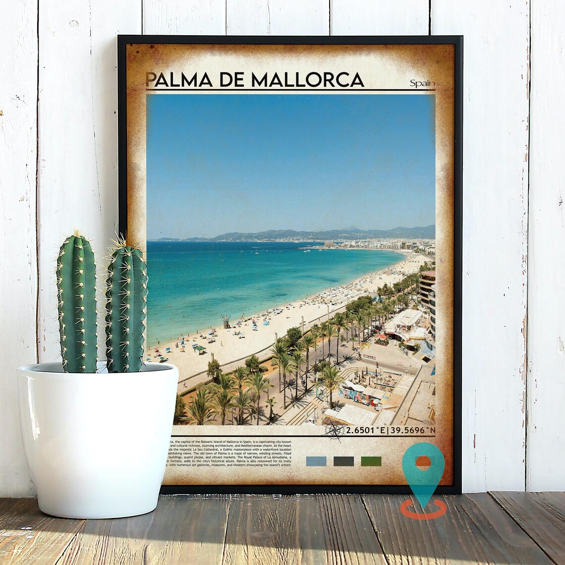 Palma de Mallorca Spain Beach Promenade Turquoise Bay Travel Poster - Image 2