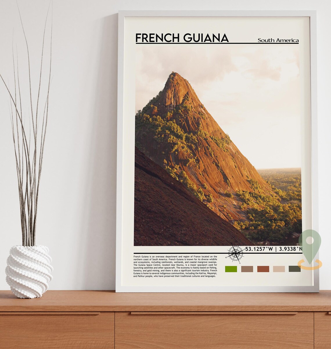 French Guiana South America Granite Peak Jungle Mountain Poster - Image 2