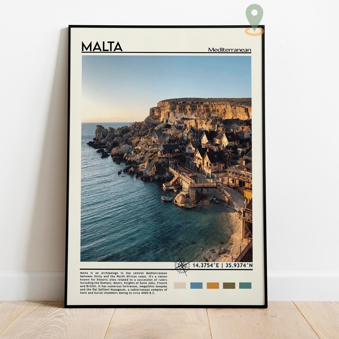 Malta Mediterranean Rocky Cove Cliffside Village Photo Poster - Image 2
