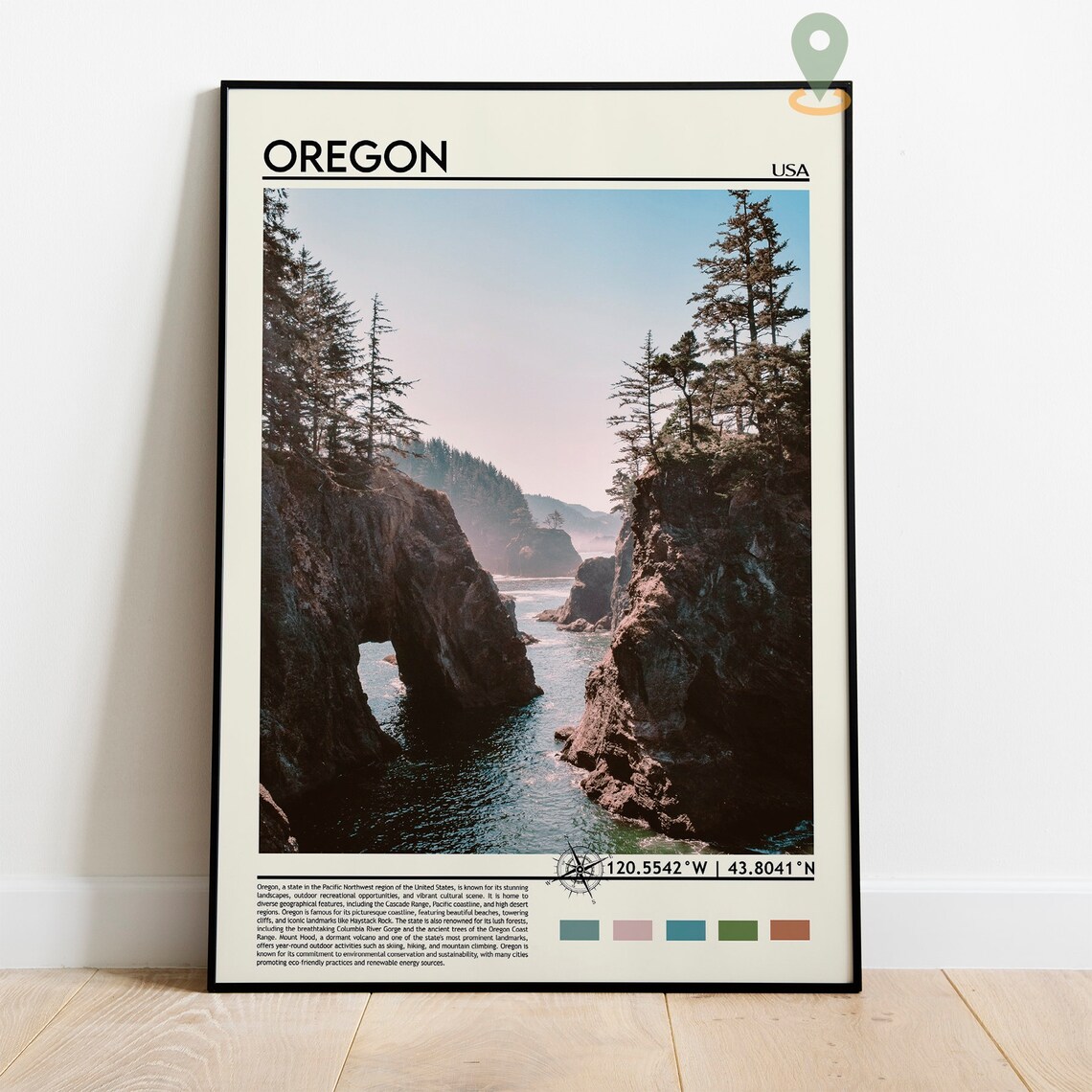 Oregon USA Rugged Sea Cliffs Pacific Coast Nature Travel Poster - Image 3